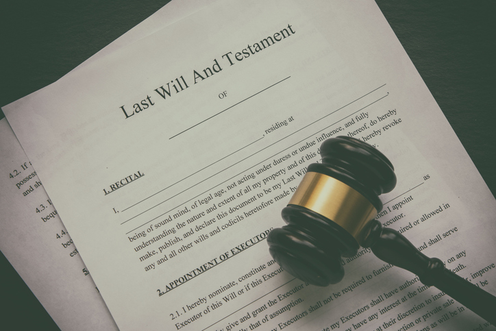 gavel on top of a last will and testament